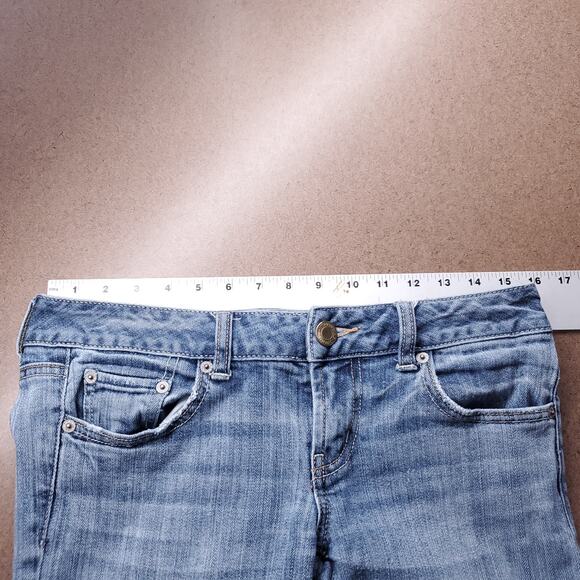 American Eagle Jeans Women 2 Blue Favorite Boyfriend Bootcut Distressed Grunge - Picture 5 of 12